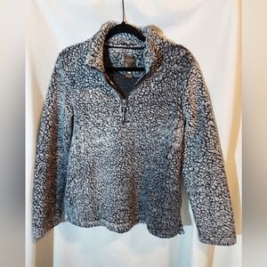 Roper Cozy Charcoal Sherpa Half-Zip Pullover With Pockets #
